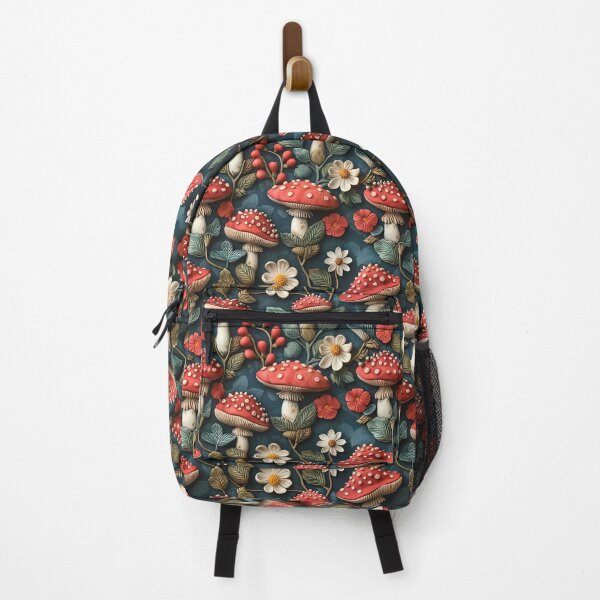 Item preview, Goblincore Red amanita mushrooms 3d effect pattern - fantasy garden designed and sold by Fantasy Cache.