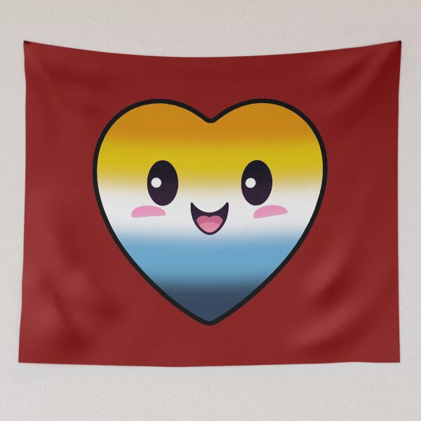 Item preview, Kawaii Heart with AroAce Pride Flag Colors , Subtle AroAce Heart Design designed and sold by Travelslightly.