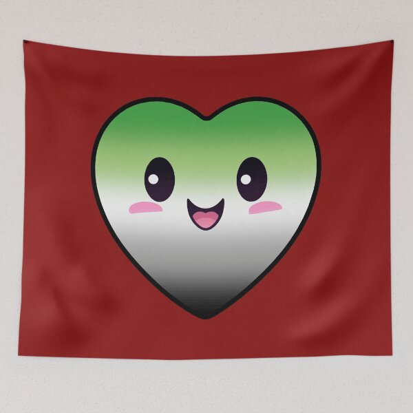 Item preview, Kawaii Heart with Aromantic Pride Flag Colors , Subtle Aromantic Heart Design designed and sold by Travelslightly.