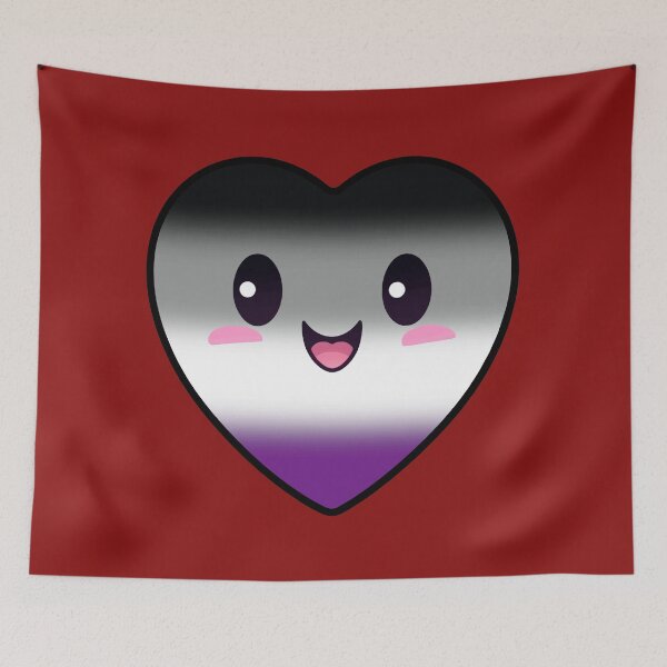 Item preview, Kawaii Heart with Asexual Pride Flag Colors , Subtle Ace Heart Design designed and sold by Travelslightly.