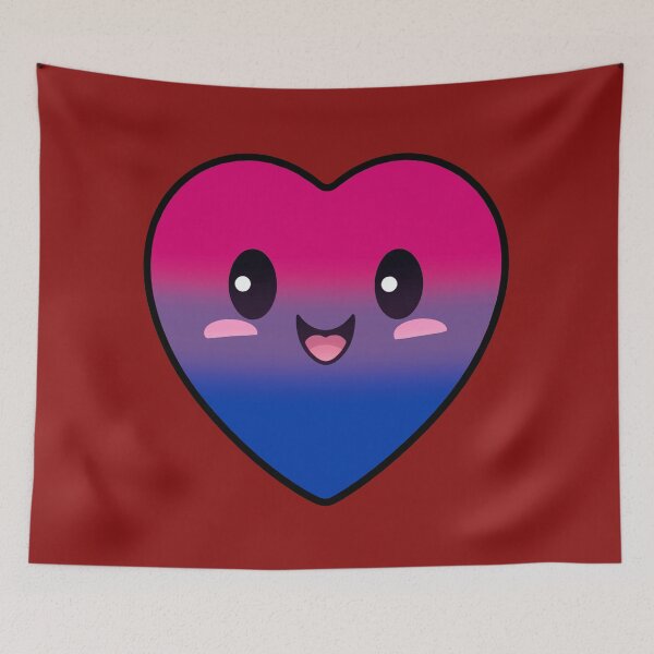 Item preview, Kawaii Heart with Bisexual Pride Flag Colors , Subtle Bisexual Heart Design designed and sold by Travelslightly.