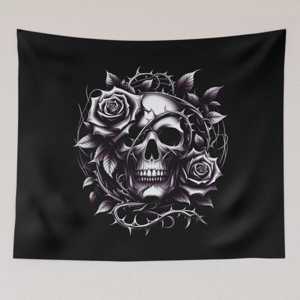 Item preview, Skull Dark Spines Bones Roses designed and sold by KTGim.