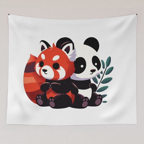 Item preview, Panda Pals - A Charming Red Panda & Panda Bear Illustration designed and sold by Designowner.