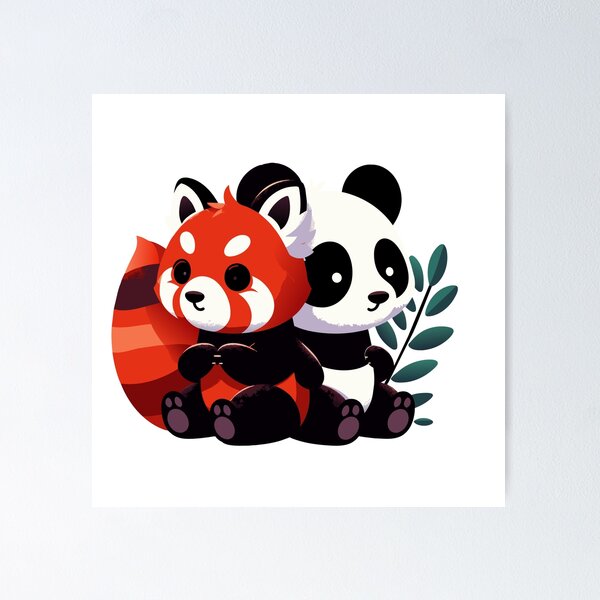 Item preview, Panda Pals - A Charming Red Panda & Panda Bear Illustration designed and sold by Designowner.