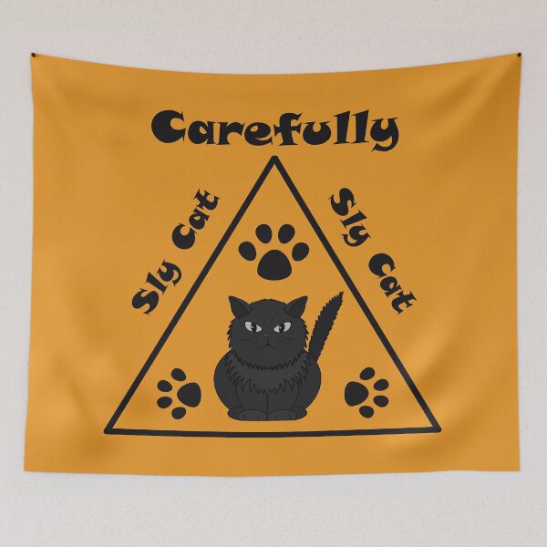Item preview, Sly Cat warning sign designed and sold by Cherevan.