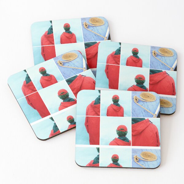 Item preview, Maritime photomontage of man from behind with red parka designed and sold by Carré Comme Orange.