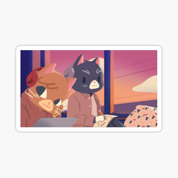Urban Sunset Lofi Vibes - Gay Cat Art Sticker
