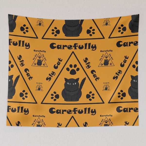 Item preview, Sly Cat warning signs pattern designed and sold by Cherevan.