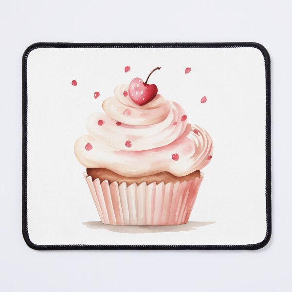 Item preview, Pink Cupcake with Cherry Watercolor Illustration designed and sold by WildfieldStudio.