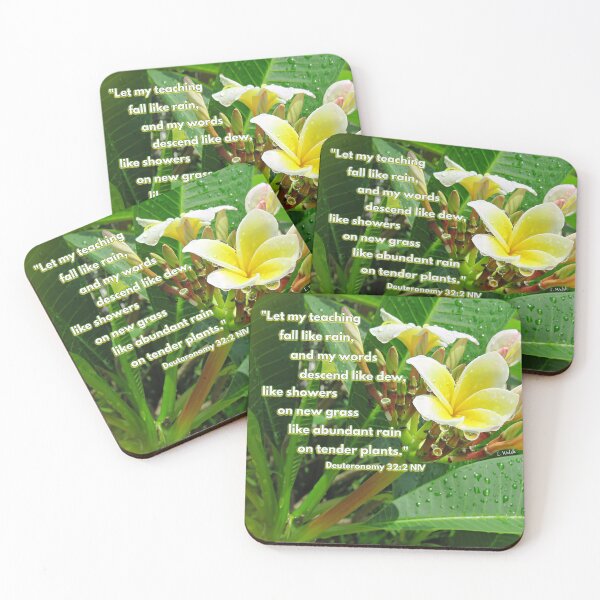 Item preview, Deuteronomy 32:2 and Plumeria Flowers with Raindrops designed and sold by Linda Walsh.