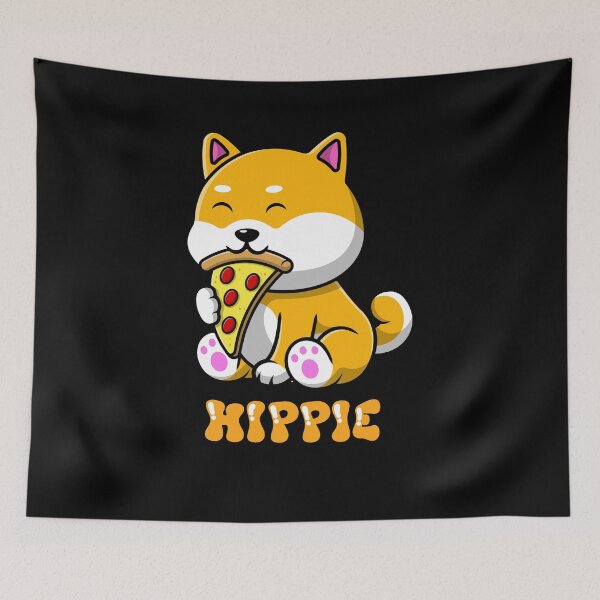 Item preview, Cartoon dog eating pizza designed and sold by Kaidynz.
