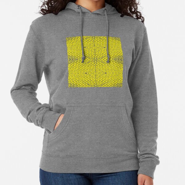 Yellow, pattern, design, tracery, weave, drawing, figure, picture Lightweight Hoodie