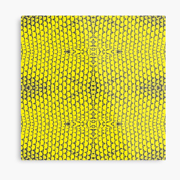 Yellow, pattern, design, tracery, weave, drawing, figure, picture Metal Print