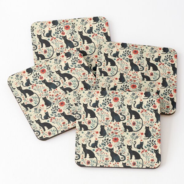 Item preview, Black Cat Floral Pattern designed and sold by JenArtish.