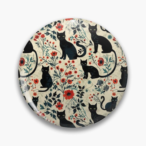 Item preview, Black Cat Floral Pattern designed and sold by JenArtish.