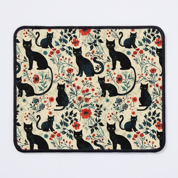 Item preview, Black Cat Floral Pattern designed and sold by JenArtish.