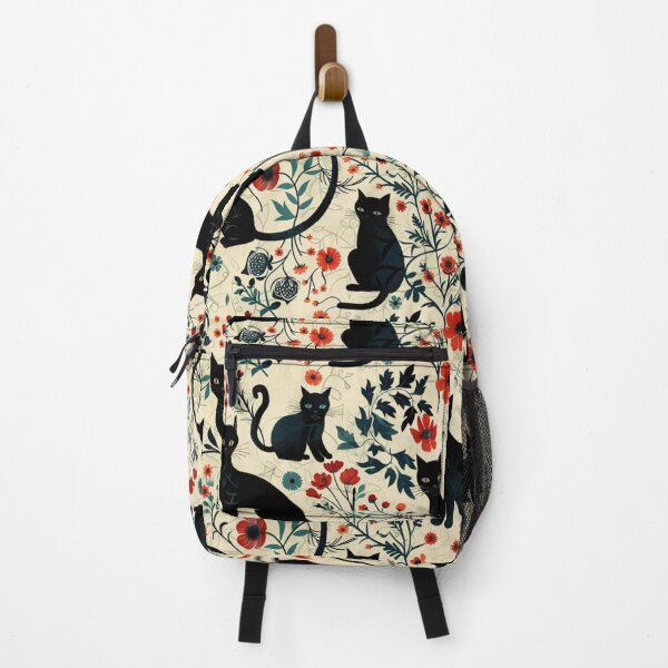 Item preview, Black Cat Floral Pattern designed and sold by JenArtish.