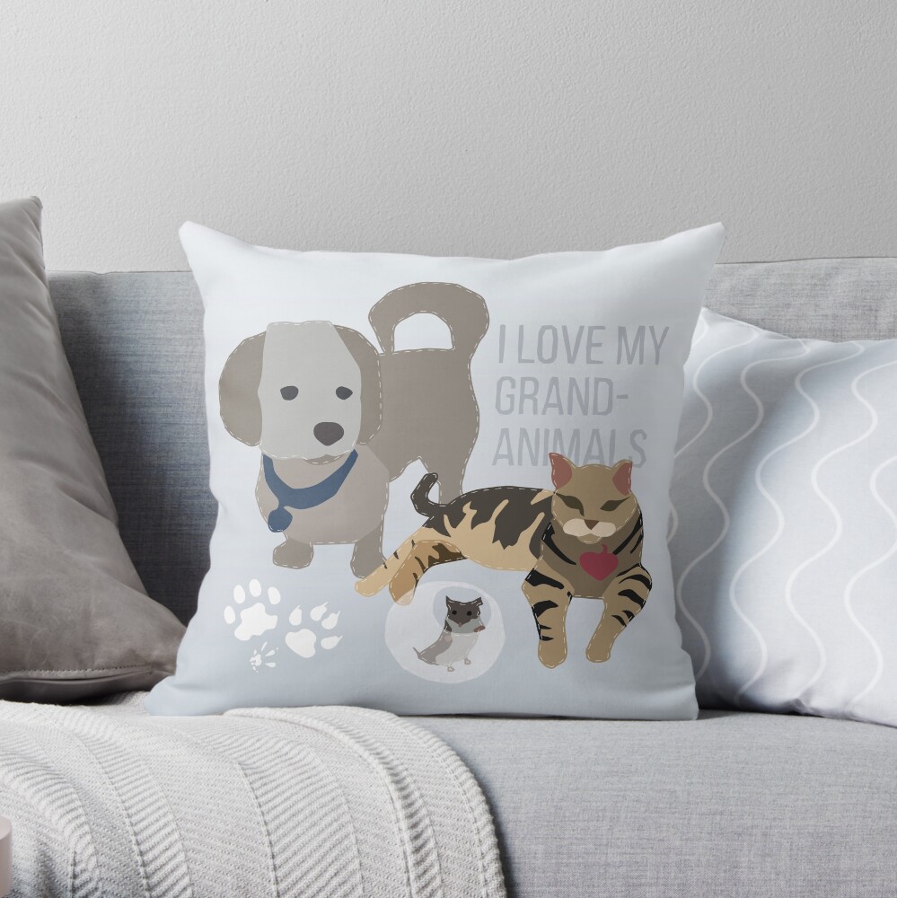 I Love my Grand-Animals Throw Pillow