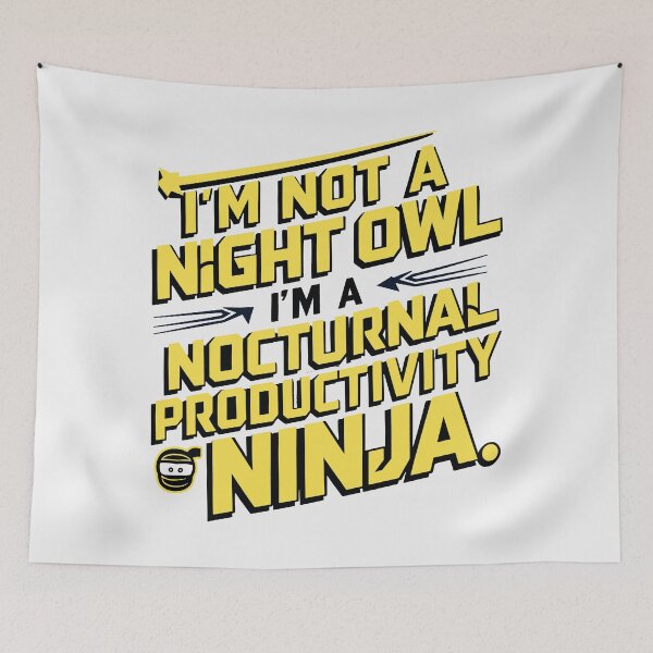 Item preview, Nocturnal Productivity Ninja Typography Father's Day Design - Bold & Vibrant Art designed and sold by HahaHandlesHub.