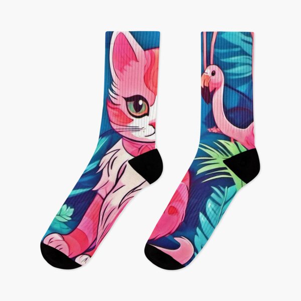 Item preview, Feline Flamingo Fusion: Cartoon Art Style designed and sold by Health And Fitness Posts e-Store.