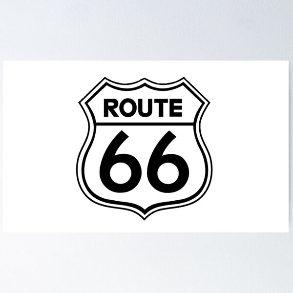 Item preview, route 66 traffic sign, black and white designed and sold by Numbers-Art.