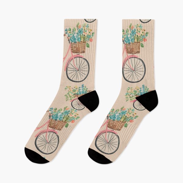 Item preview, vintage bicycles with floral baskets pattern designed and sold by Haji  Kamora.