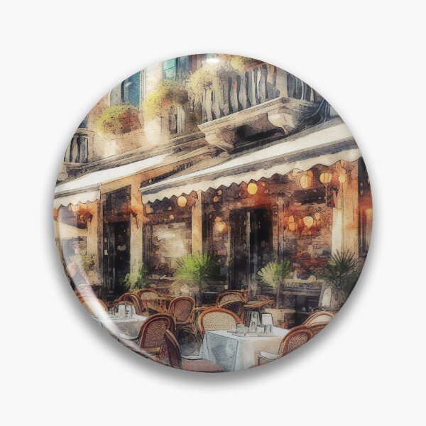 Item preview, Bustling Venetian Café in Watercolor Twilight designed and sold by ArtComixHaven.