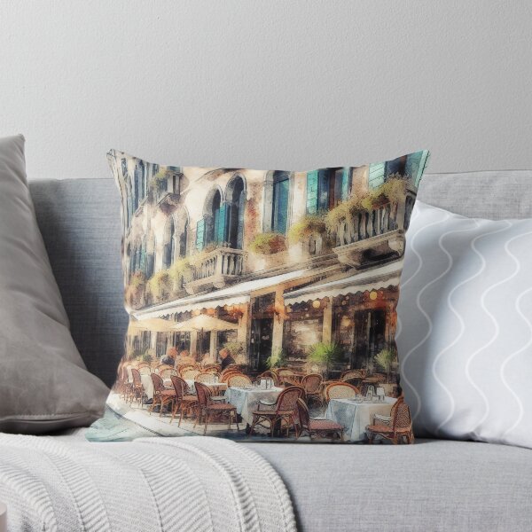 Item preview, Bustling Venetian Café in Watercolor Twilight designed and sold by ArtComixHaven.