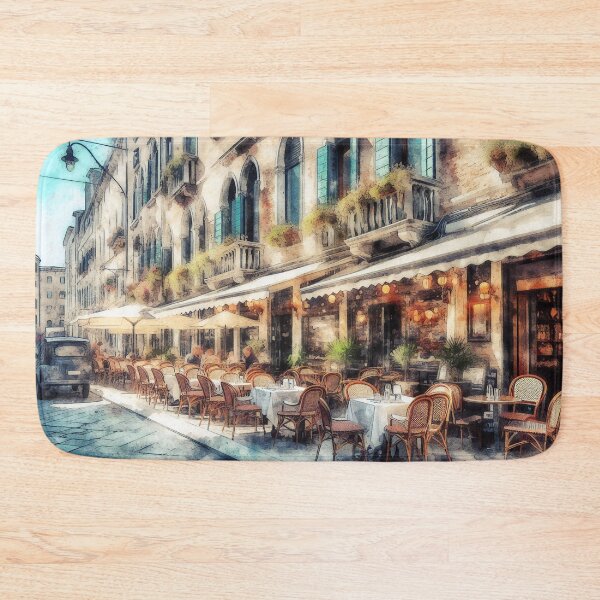 Item preview, Bustling Venetian Café in Watercolor Twilight designed and sold by ArtComixHaven.