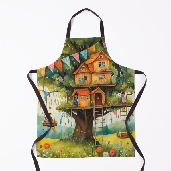 Item preview, The Hideout Cute Fantasy Wooden Tree House in the Meadow With Spring Flowers and Dandelions Garden - Whimsical Illustration designed and sold by MyArt23.