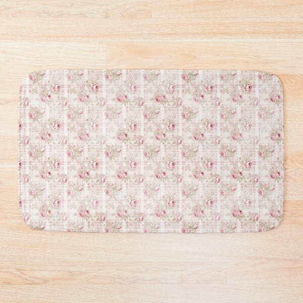 Item preview, Shabby Chic Pink Plaid with Pink Roses Cottagecore Pattern designed and sold by LouieVanille.