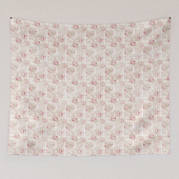 Item preview, Shabby Chic Pink Plaid with Pink Roses Cottagecore Pattern designed and sold by LouieVanille.
