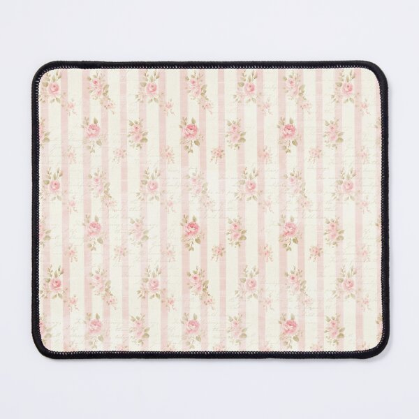 Item preview, Shabby Chic Pink Striped Cottagecore Pattern with Pink Roses designed and sold by LouieVanille.