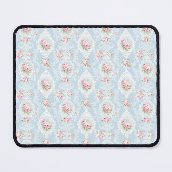 Item preview, Shabby Chic Blue Lace and Frames Cottagecore Pattern with Pink Roses designed and sold by LouieVanille.