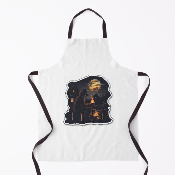 Item preview, Man sitting at night cooking, moon in the background designed and sold by BasedCanvas.