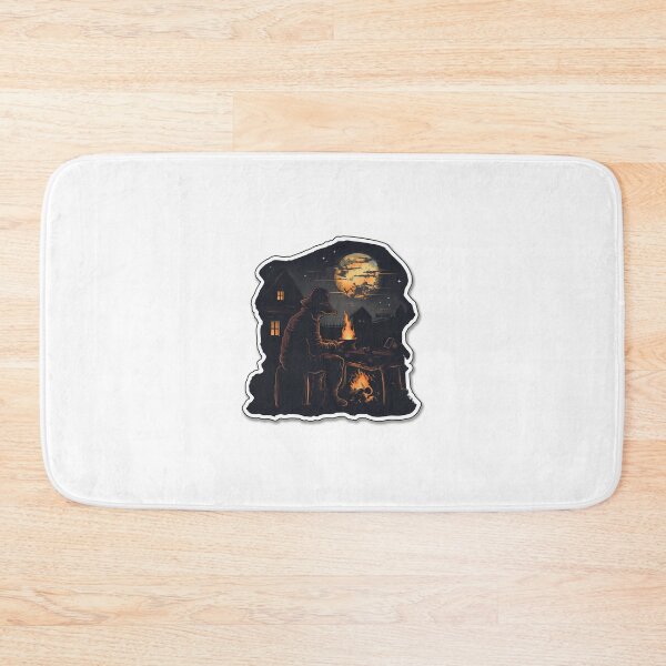 Item preview, Man sitting at night cooking, moon in the background designed and sold by BasedCanvas.