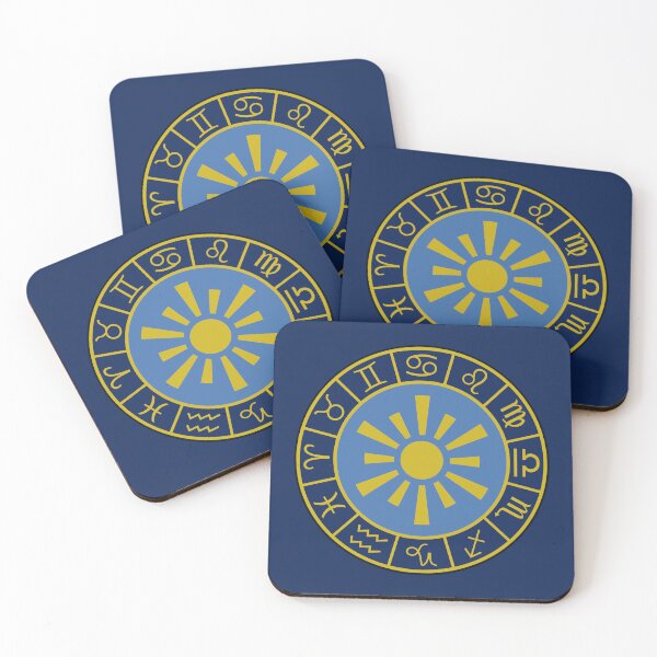 Item preview, Astrological Zodiac Symbols Wheel+Sun Gold+Blues designed and sold by NataliePaskell.