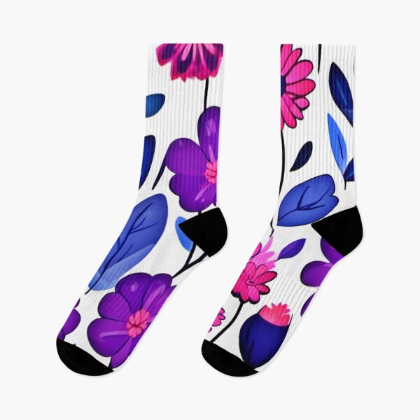 Item preview, Vivid Floral Cartoons: Purple Pink & Blue designed and sold by Health And Fitness Posts e-Store.