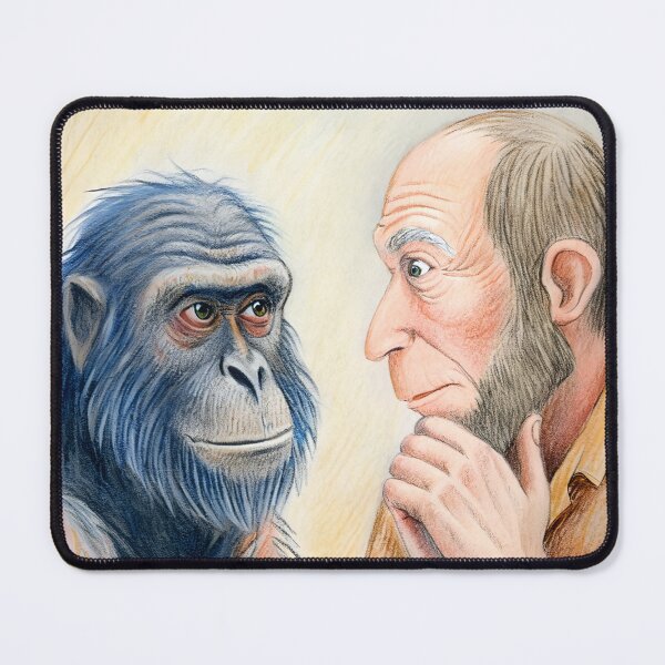 Item preview, Humorous Stare Down - Man and Ape designed and sold by MugsAndDuds.