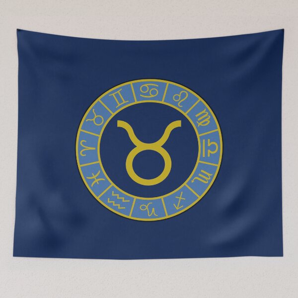Item preview, Taurus Zodiac Wheel Gold+Blues designed and sold by NataliePaskell.