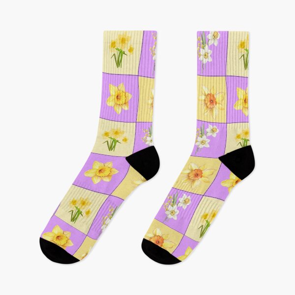Item preview, Yellow Purple Daffodil Spring Quilt Patterned Squares for Mom, Grandma, Sister  designed and sold by julyperson.