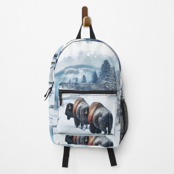 Item preview, Majestic Bison in Snowy Winter Wilderness Scene designed and sold by ArtComixHaven.
