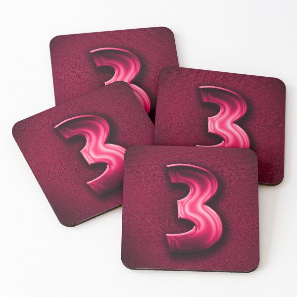 Item preview, Number 3 unit written in pink shiny metallic texture background designed and sold by SpinklyCreations.