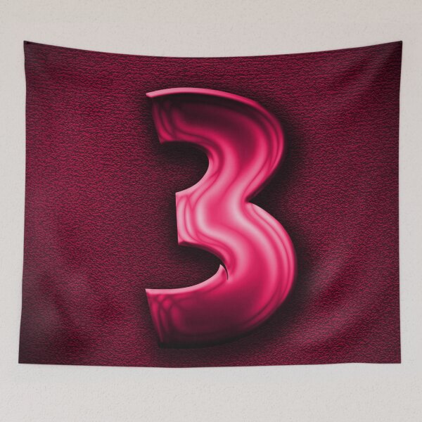 Item preview, Number 3 unit written in pink shiny metallic texture background designed and sold by SpinklyCreations.