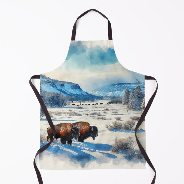 Item preview, Snowy Bison Traverse Frosty Valleys Under Winter Skies designed and sold by ArtComixHaven.