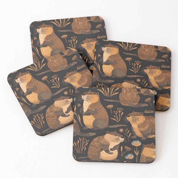 Item preview, Beavers pattern modern folk designed and sold by Folksy Living.