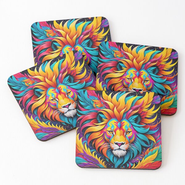 Item preview, Mystical Lion in intense colored feathers designed and sold by PixelCraftDSG.