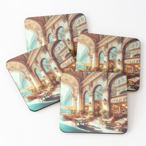 Item preview, Elegant European Café Nestled in Historic Archways designed and sold by ArtComixHaven.