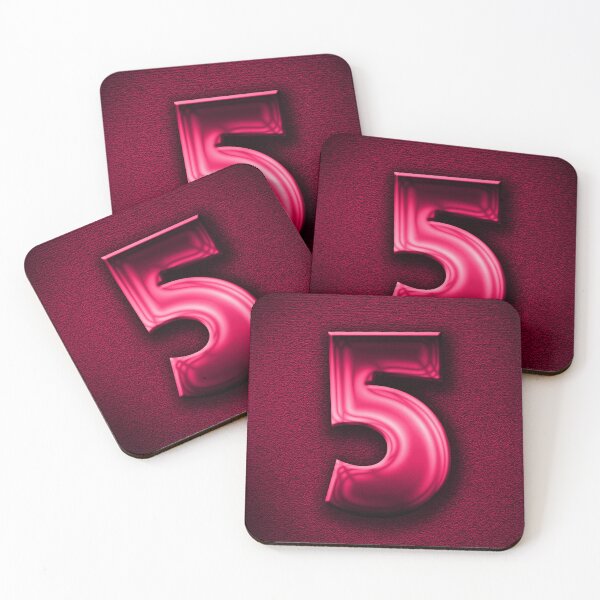 Item preview, Number 5 unit written in pink shiny metallic texture background designed and sold by SpinklyCreations.