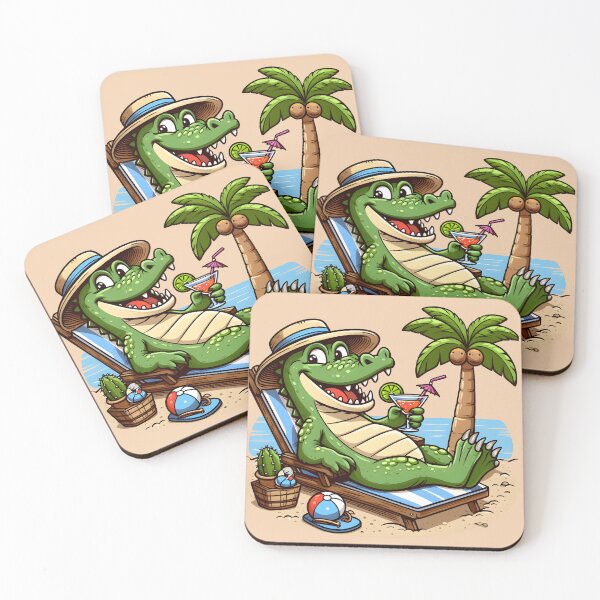 Item preview, funny crocodile drinking a cocktail on the beach,radiate positivity, Stylized designed and sold by orthodox-icon.